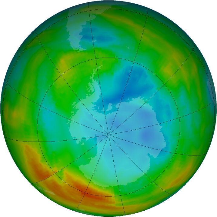 Antarctic ozone map for 02 August 1984
